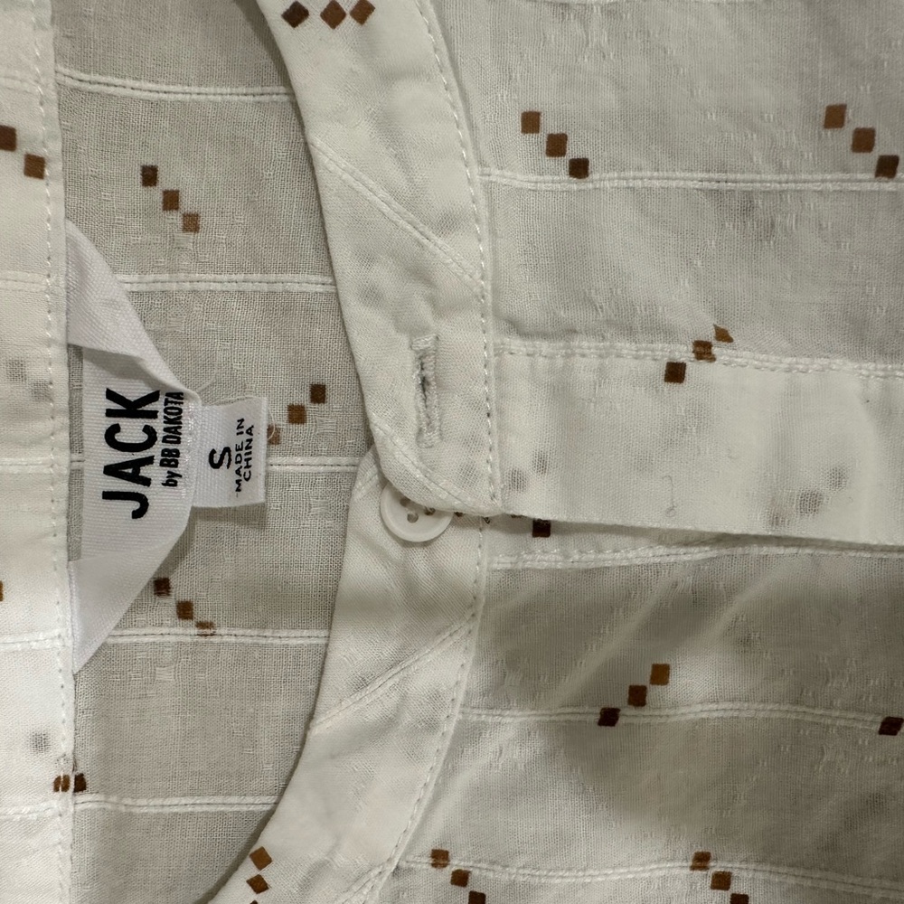 Jack by BB Dakota Men's Cream and Brown Patterned Shirt